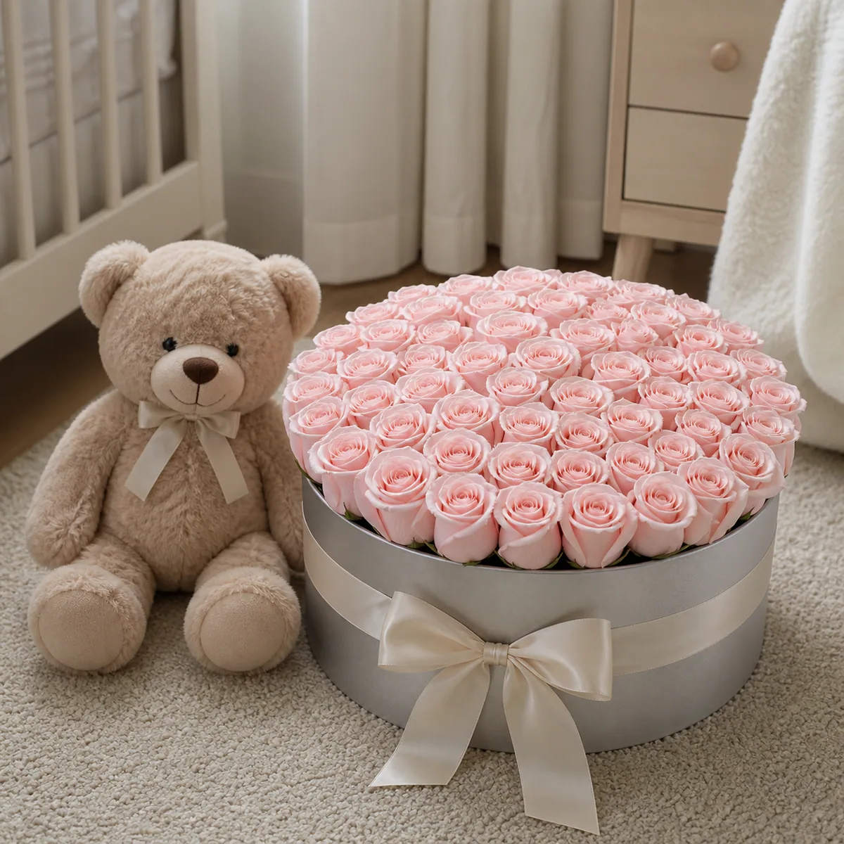 Fotografía de Oso box de 50 rosas