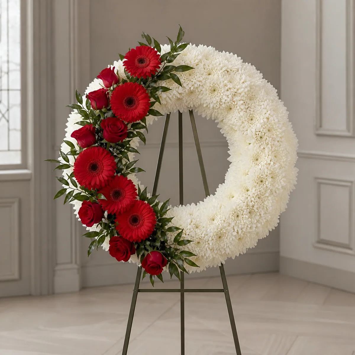 Fotografía de Corona de gerberas de 65 cm